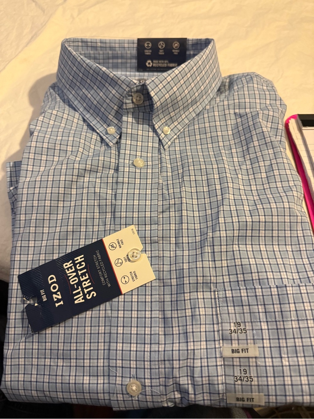 Izod Light Blue Plaid Button-Down Shirt
